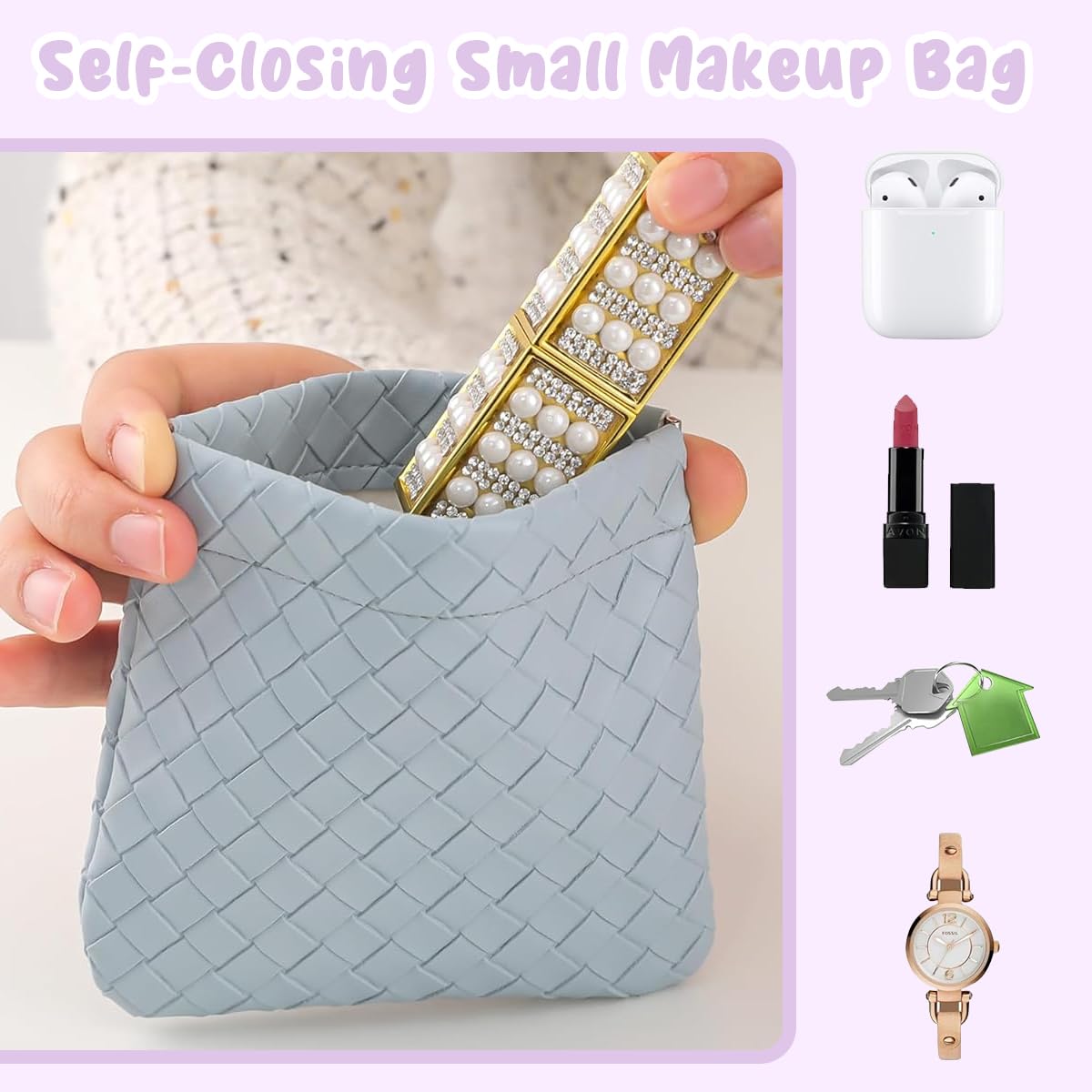 MAYCREATE 4Pcs Small Makeup Pouch Small Pouches Makeup Bag Mini PU Leather Cosmetic Bag Weave Makeup Pouches for Women Pocket Purse for Coin Lipstick Jewelry Organizer MAYCREATE 4Pcs Small Makeup Pouch Small Pouches Makeup Bag Mini PU Leather Cosmetic Bag Weave Makeup Pouches for Women Pocket Purse for Coin Lipstick Jewelry Organizer